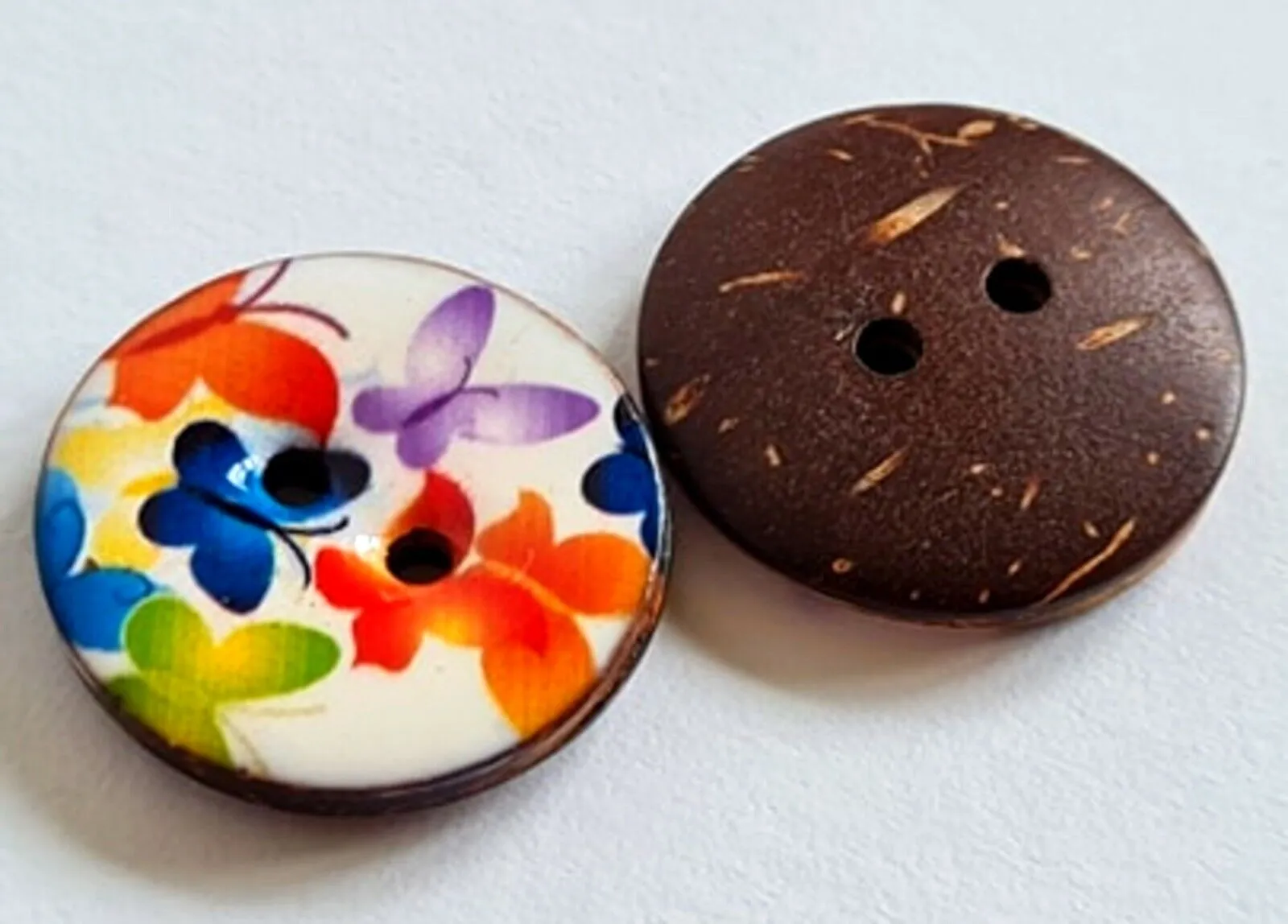 23mm Glazed Coconut Coloured Butterfly Patterned 2 Hole Buttons