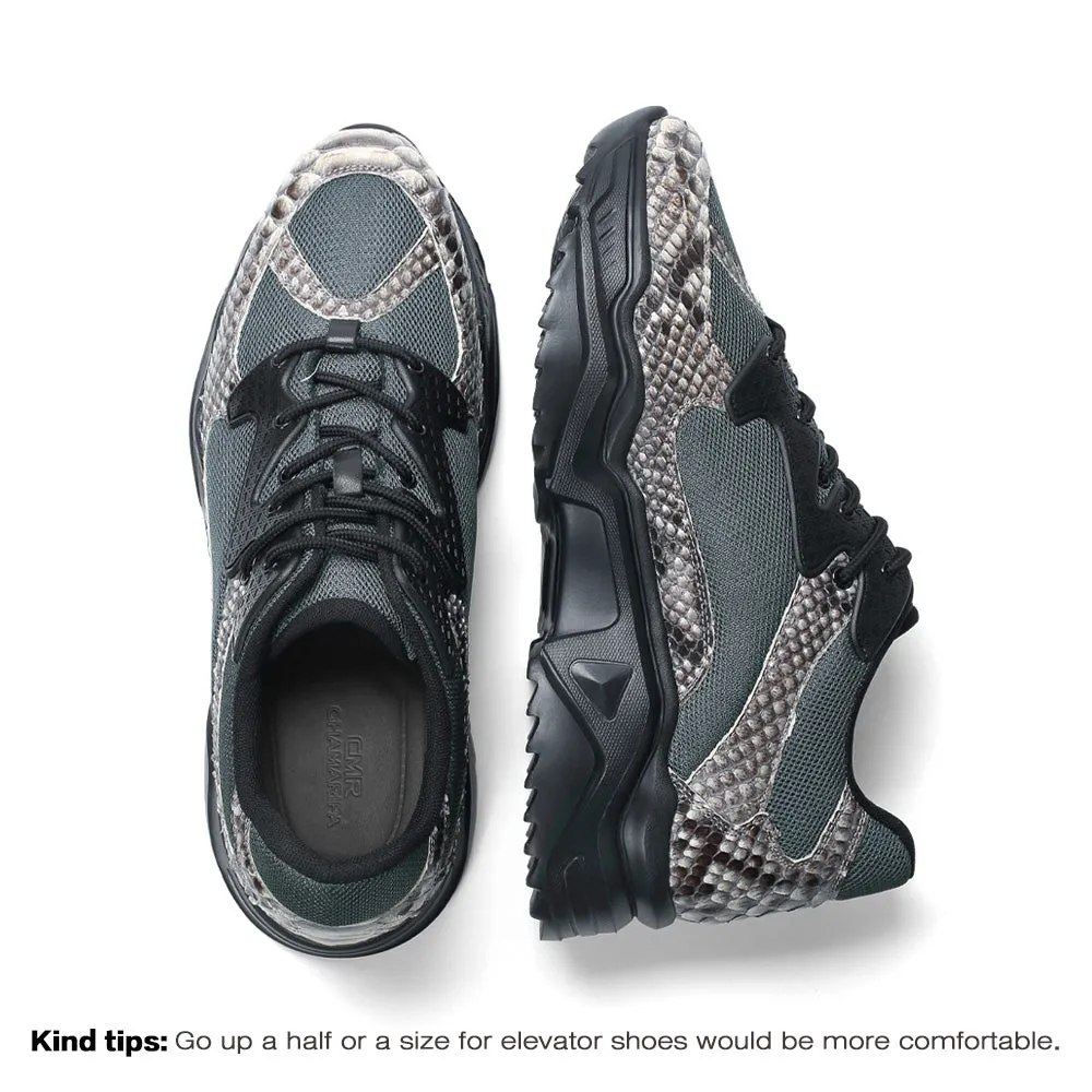 8 CM/3.15 Inches CMR CHAMARIPA CHAMARIPA Blue Python Leather & Mesh Sneakers