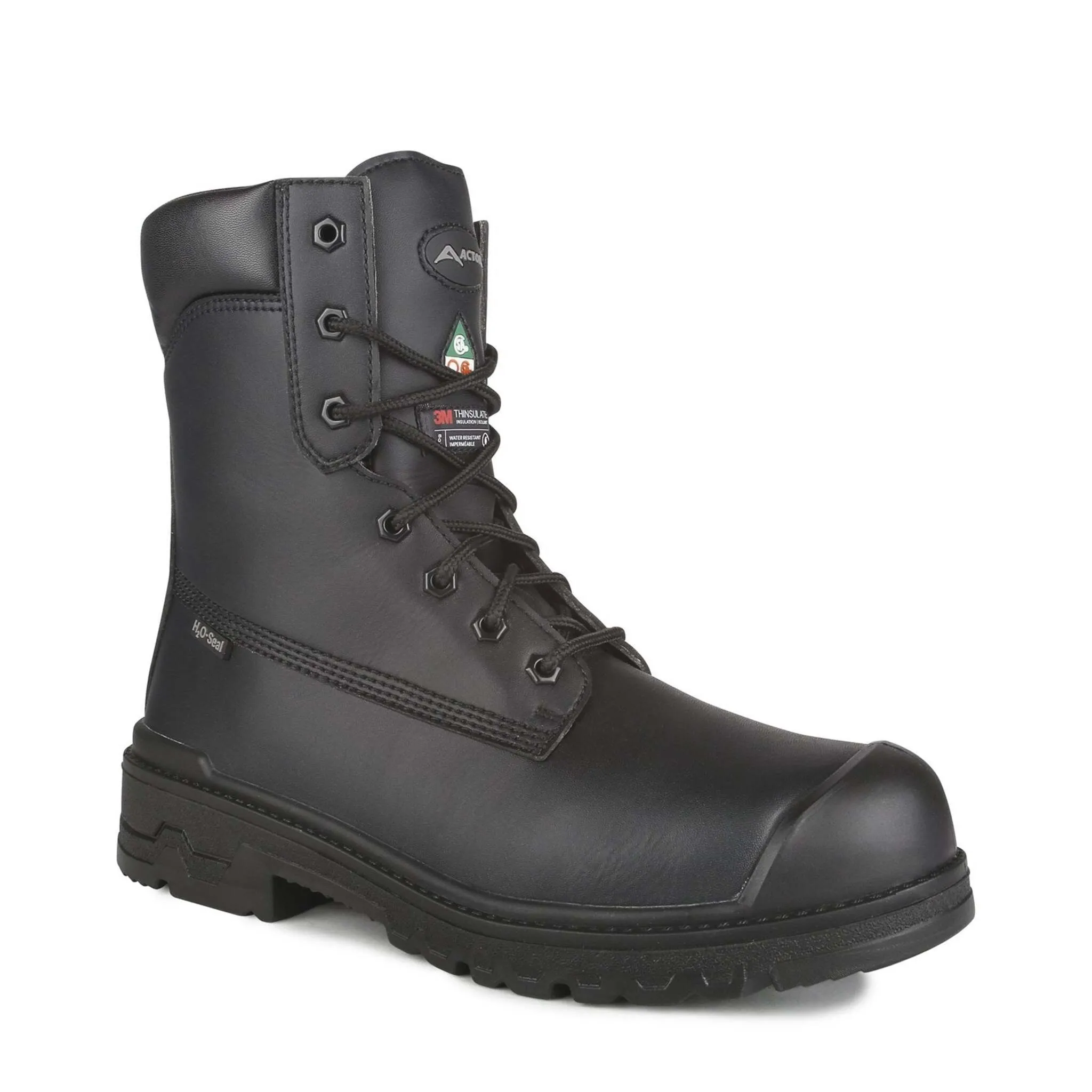 Acton Men's 8" Prospect Vegan Safety Work Boots - Chemtech Microfiber, Waterproof, Steel Toe, Insulated, Puncture-Resistant | Sizes 7-14 | Black