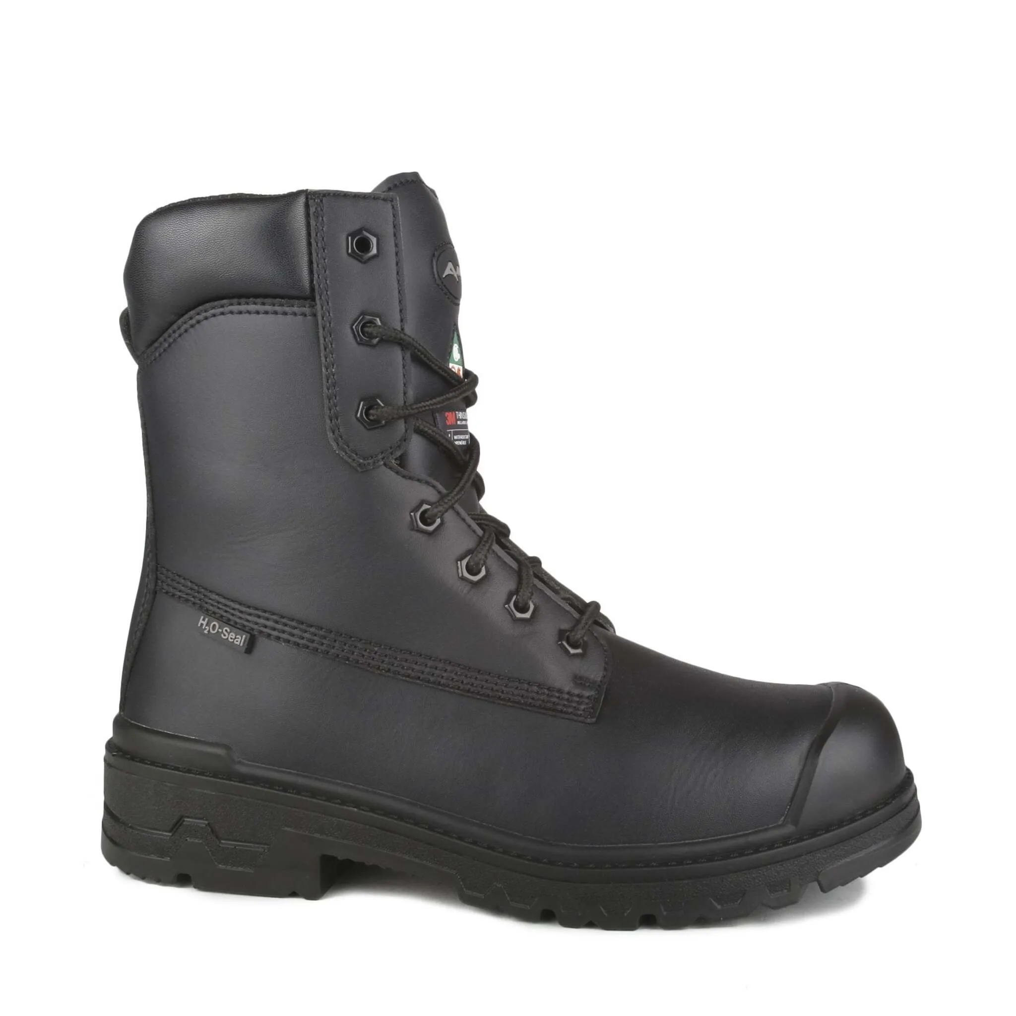 Acton Men's 8" Prospect Vegan Safety Work Boots - Chemtech Microfiber, Waterproof, Steel Toe, Insulated, Puncture-Resistant | Sizes 7-14 | Black