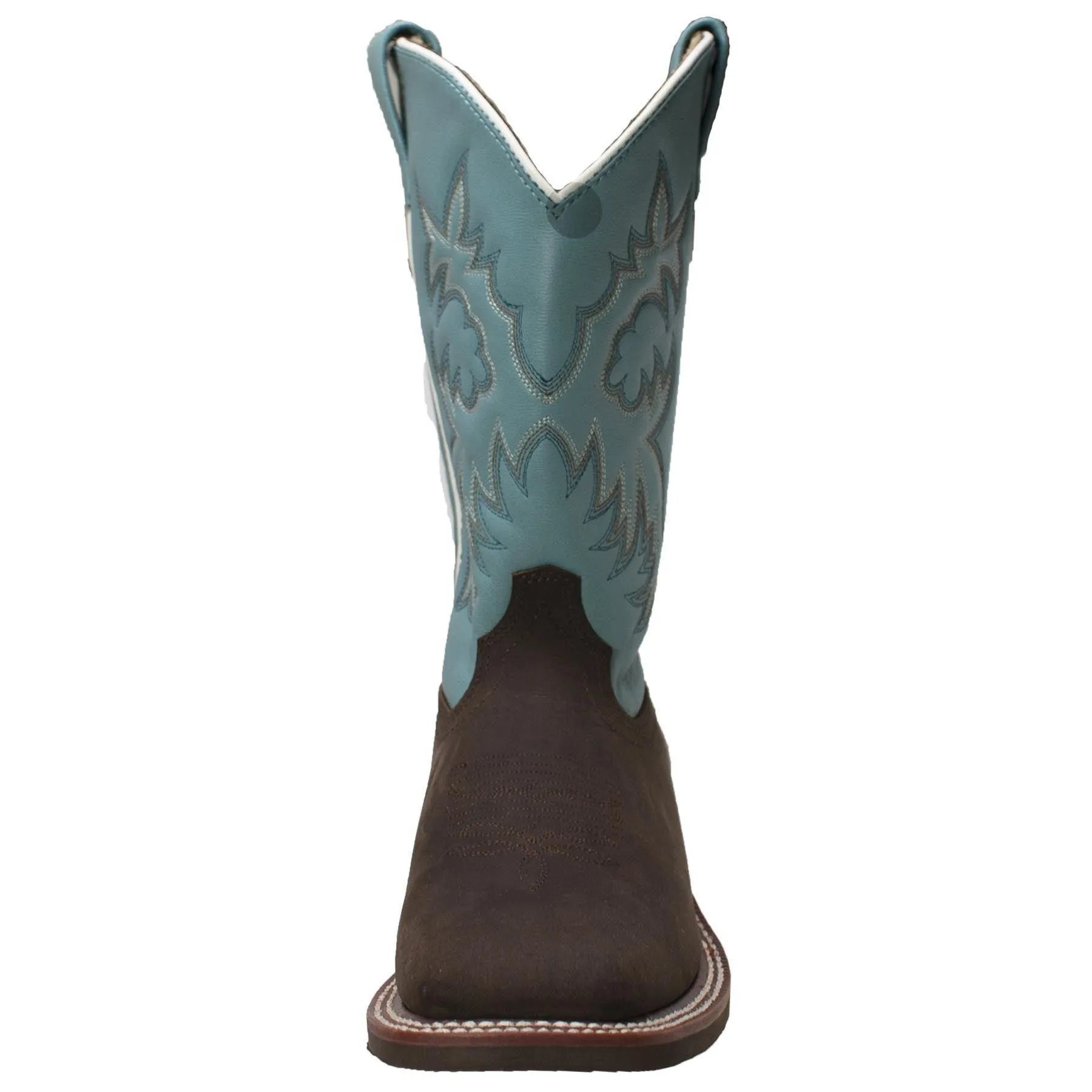 AdTec Women's 11" Western Square Toe Boots Brown/Turquoise
