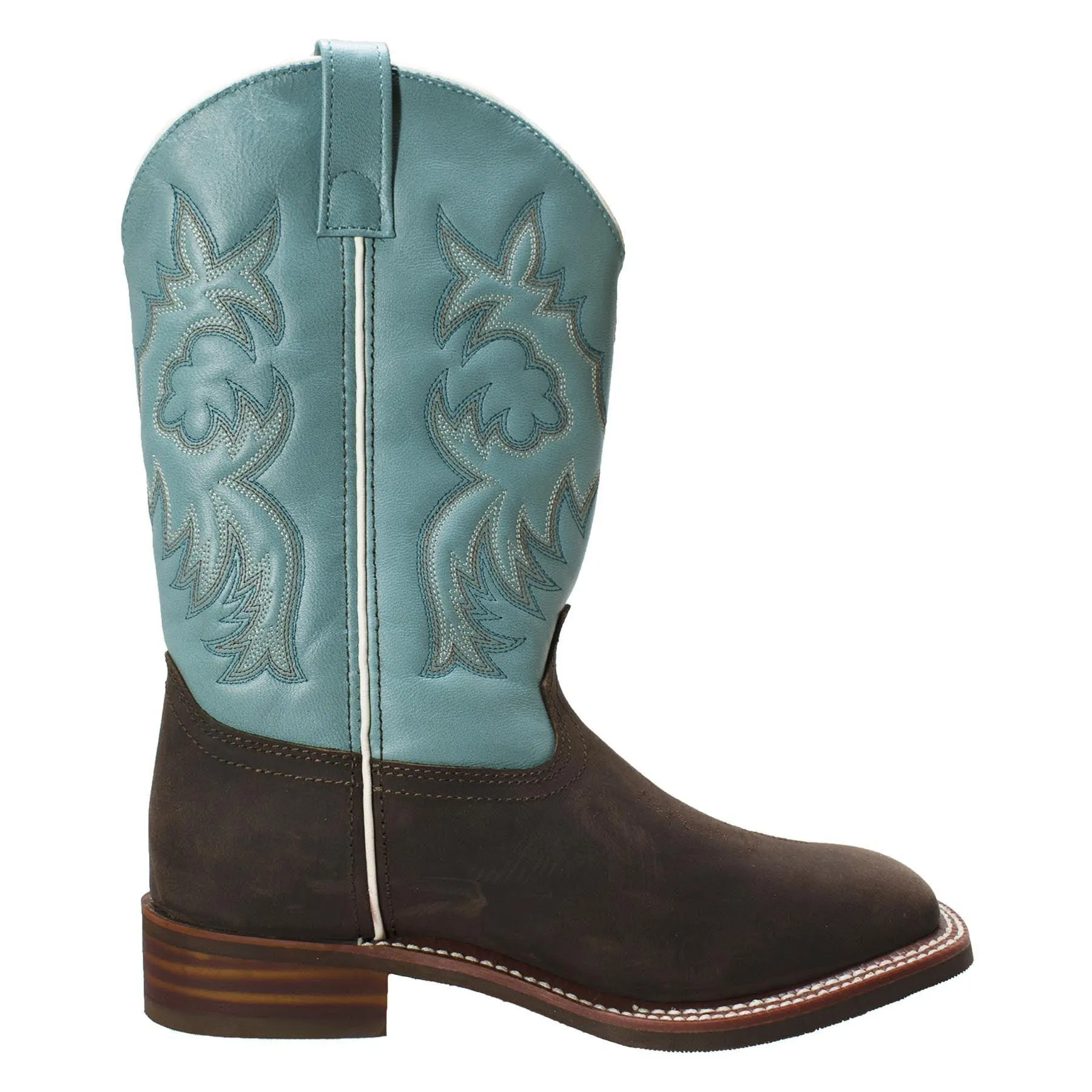 AdTec Women's 11" Western Square Toe Boots Brown/Turquoise