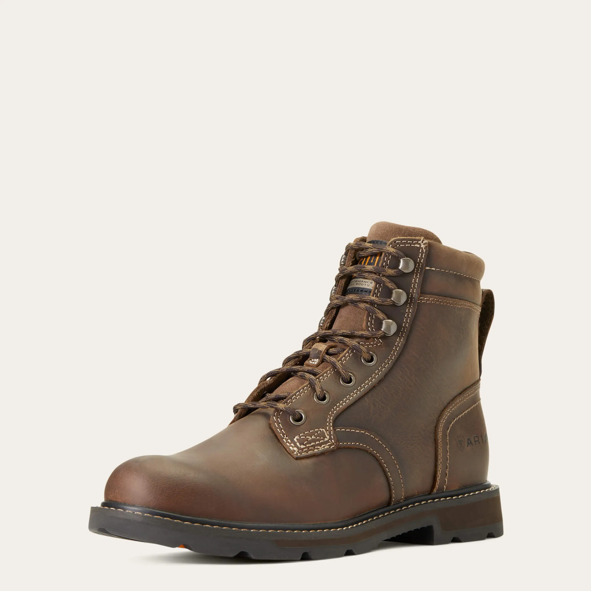 Ariat Brown Groundbreaker 6" Lace Up Round Toe Work Boots for Men