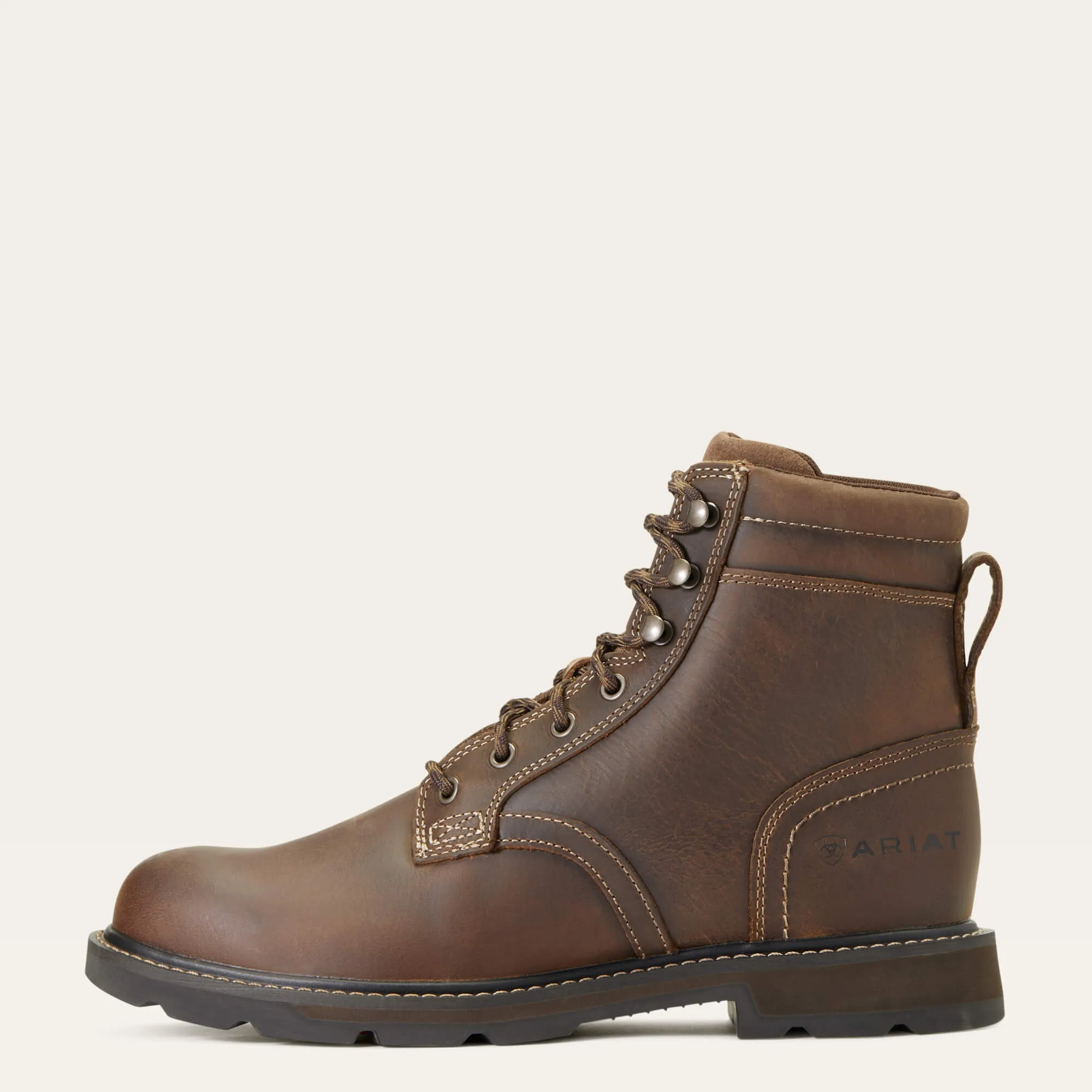 Ariat Brown Groundbreaker 6" Lace Up Round Toe Work Boots for Men
