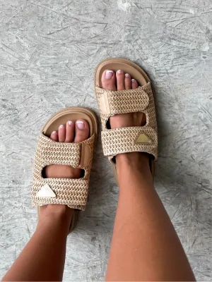 AS SEEN ON WHITNEY RIFE!! The Tuscany Raffia Slide in Nude