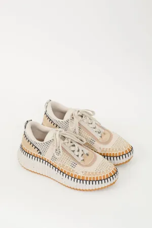 Beige & Multicolour Woven Mesh Nama Sneaker