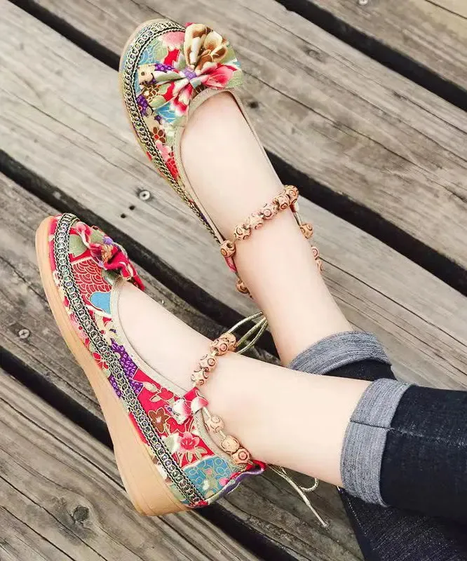 Black Bow Splicing Boho Wedge High Wedge Heels Shoes ML1032
