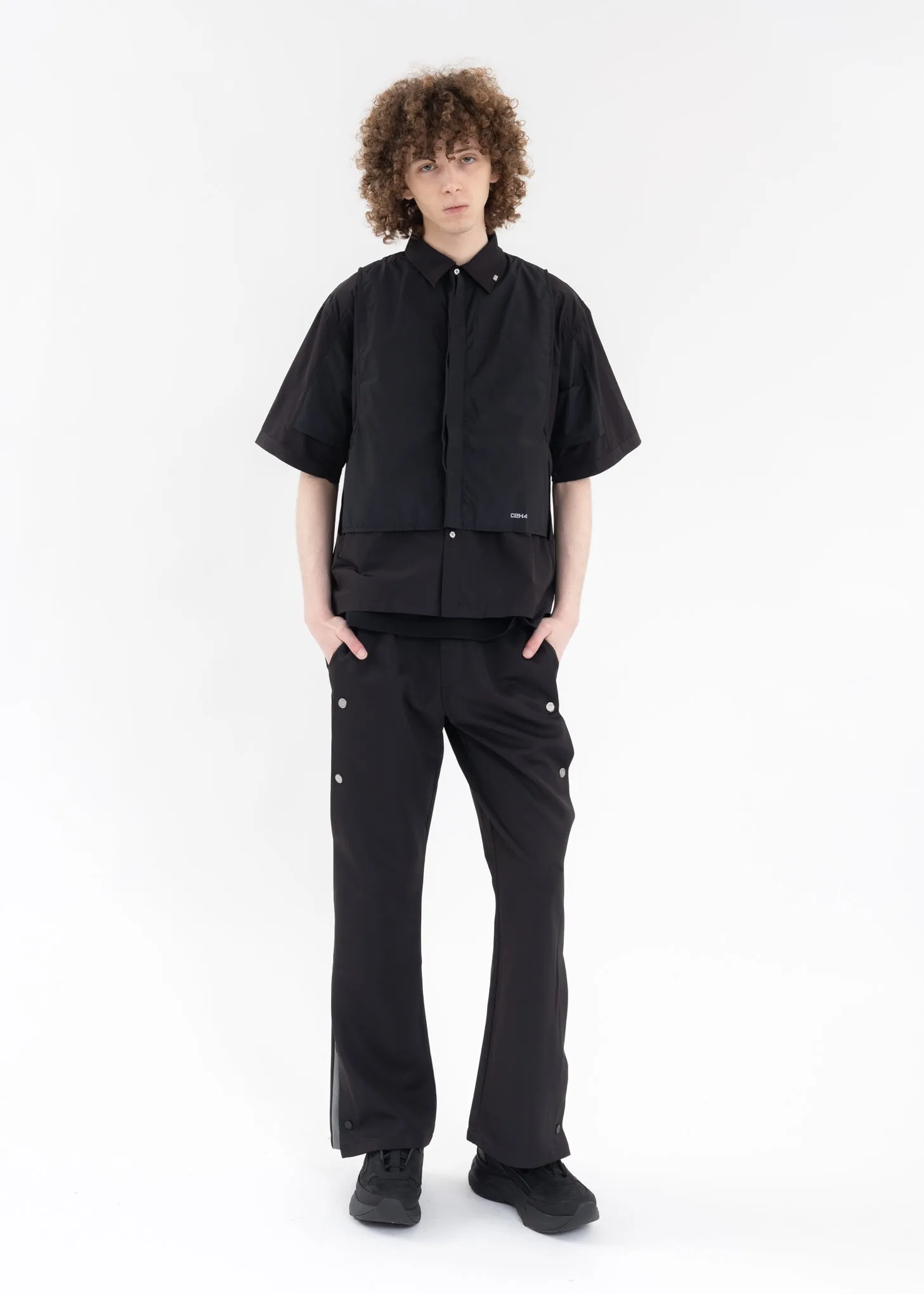 Black Fair Shaped Layer Panelled Track Pants