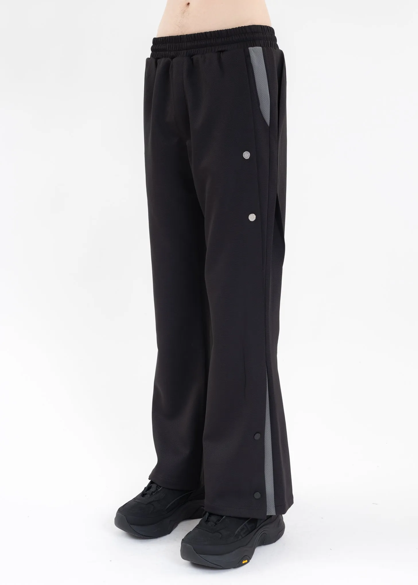 Black Fair Shaped Layer Panelled Track Pants