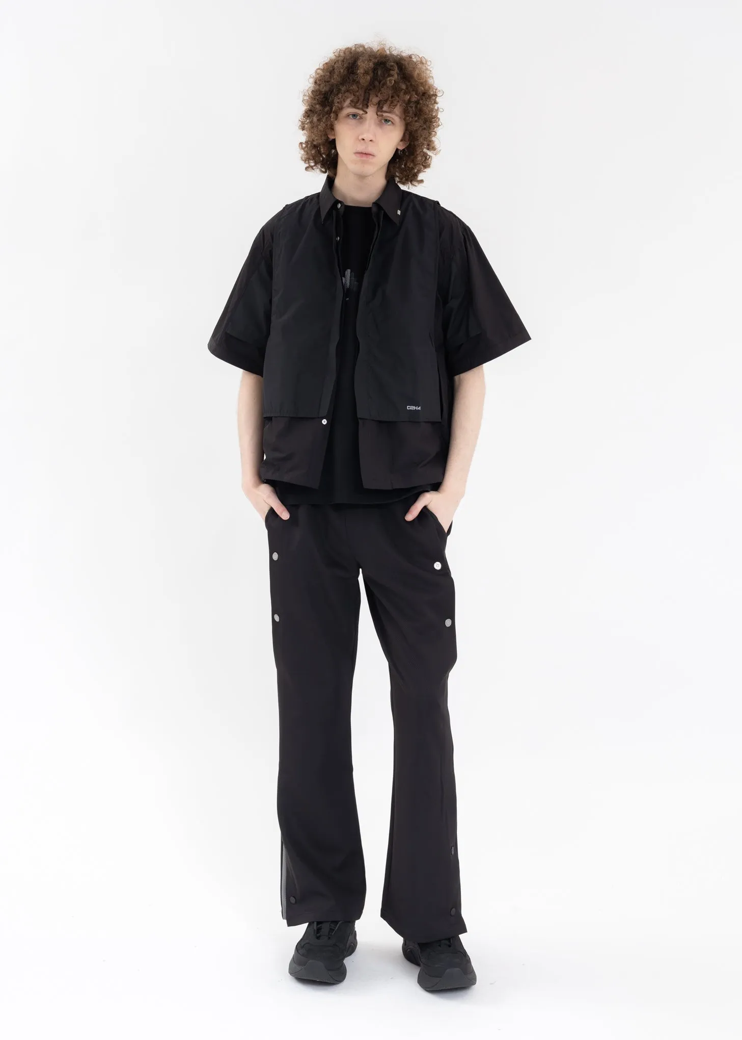 Black Fair Shaped Layer Panelled Track Pants