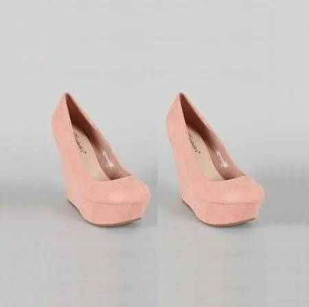 Blush Round Toe Wedges