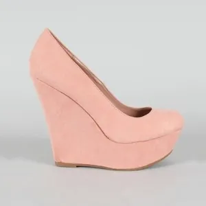 Blush Round Toe Wedges