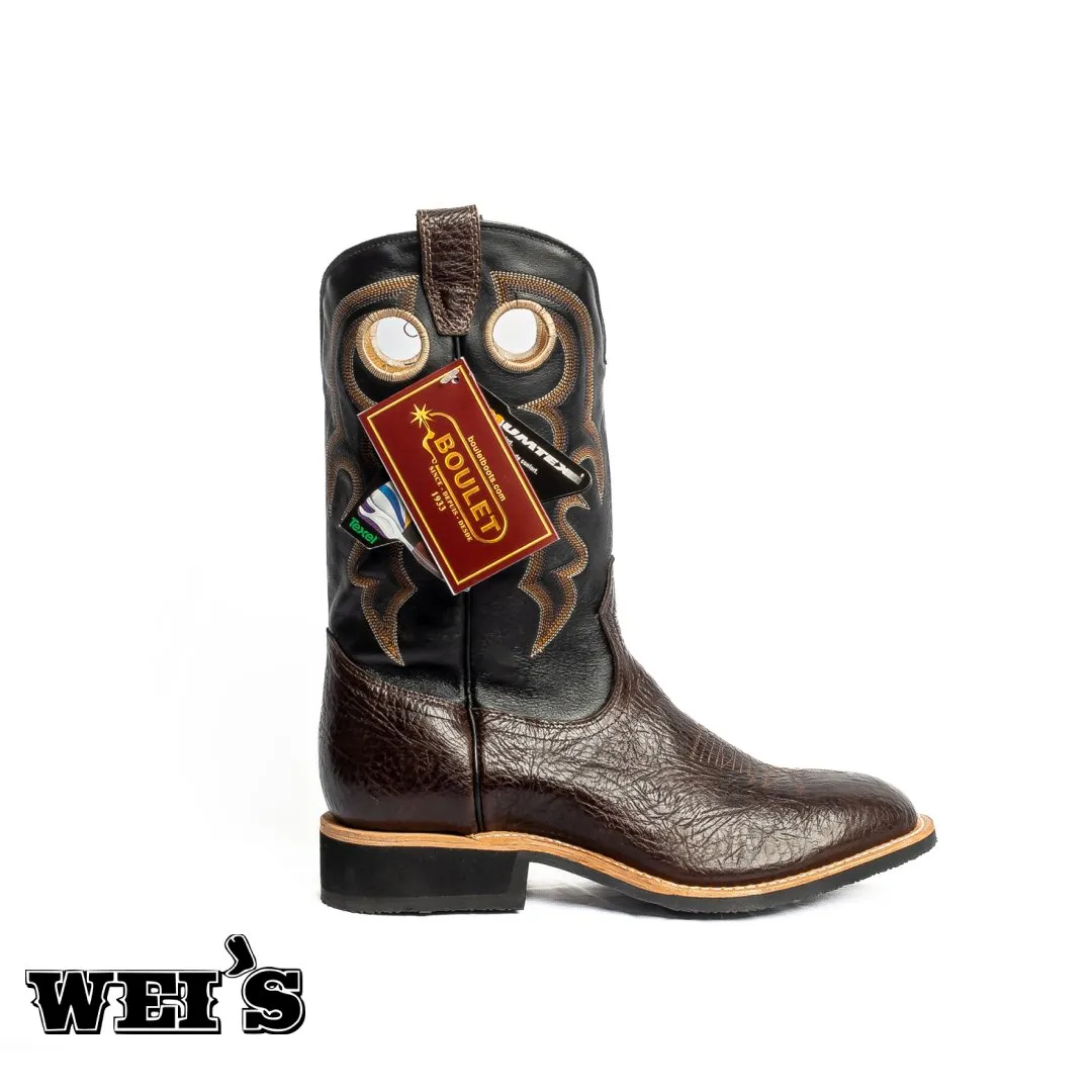Boulet Men's Black and Brown Cowboy Boots
