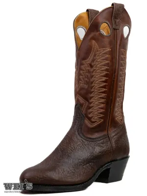 Boulet Men's Cowboy Boots 13" Oiled Taurus Bullhide Cowboy Heel R Toe 2-tone Brown
