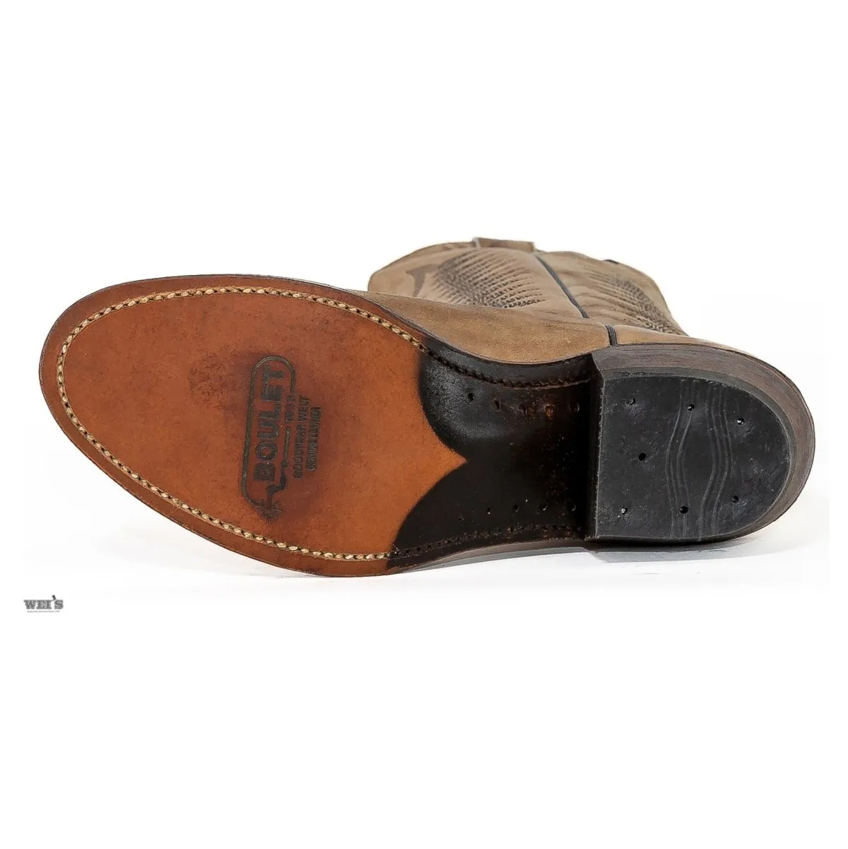 Boulet Men's Cowboy Boots 14" Cowhide Cowboy Heel R Toe Marbled Cowhide in Marbled Bone