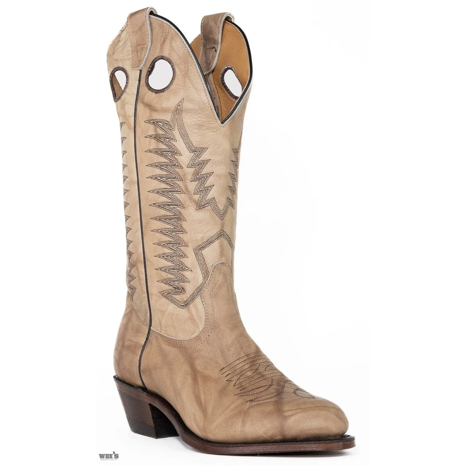 Boulet Men's Cowboy Boots 14" Cowhide Cowboy Heel R Toe Marbled Cowhide in Marbled Bone