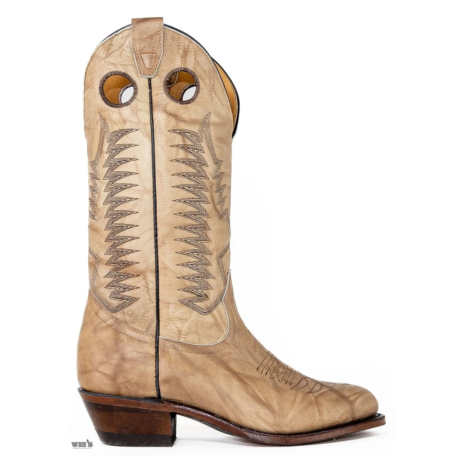 Boulet Men's Cowboy Boots 14" Cowhide Cowboy Heel R Toe Marbled Cowhide in Marbled Bone