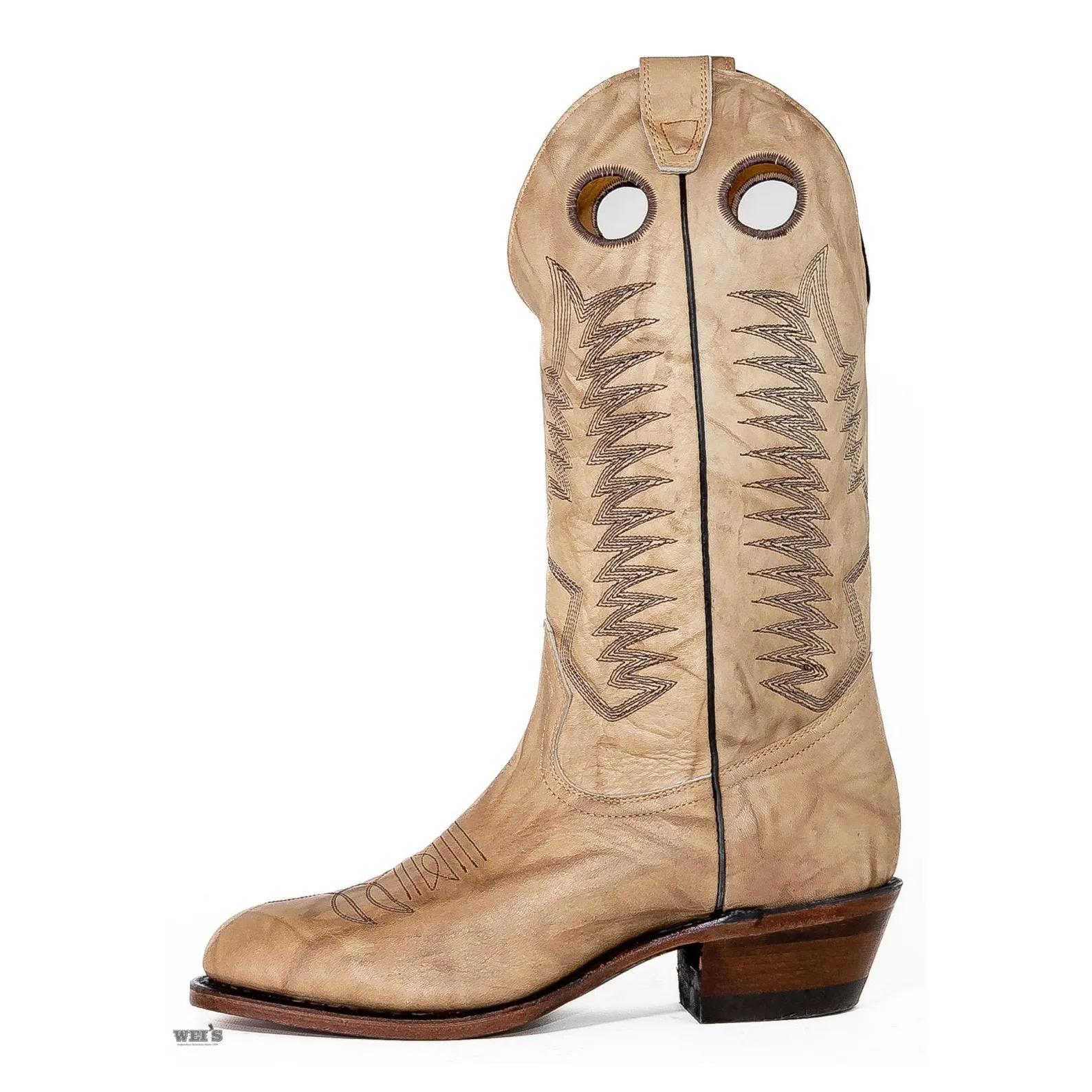 Boulet Men's Cowboy Boots 14" Cowhide Cowboy Heel R Toe Marbled Cowhide in Marbled Bone