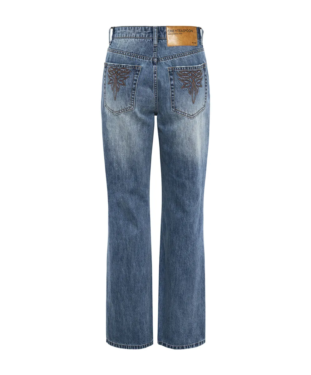 Charlie High Waist Slim Flared Denim Jeans - Westland Blue