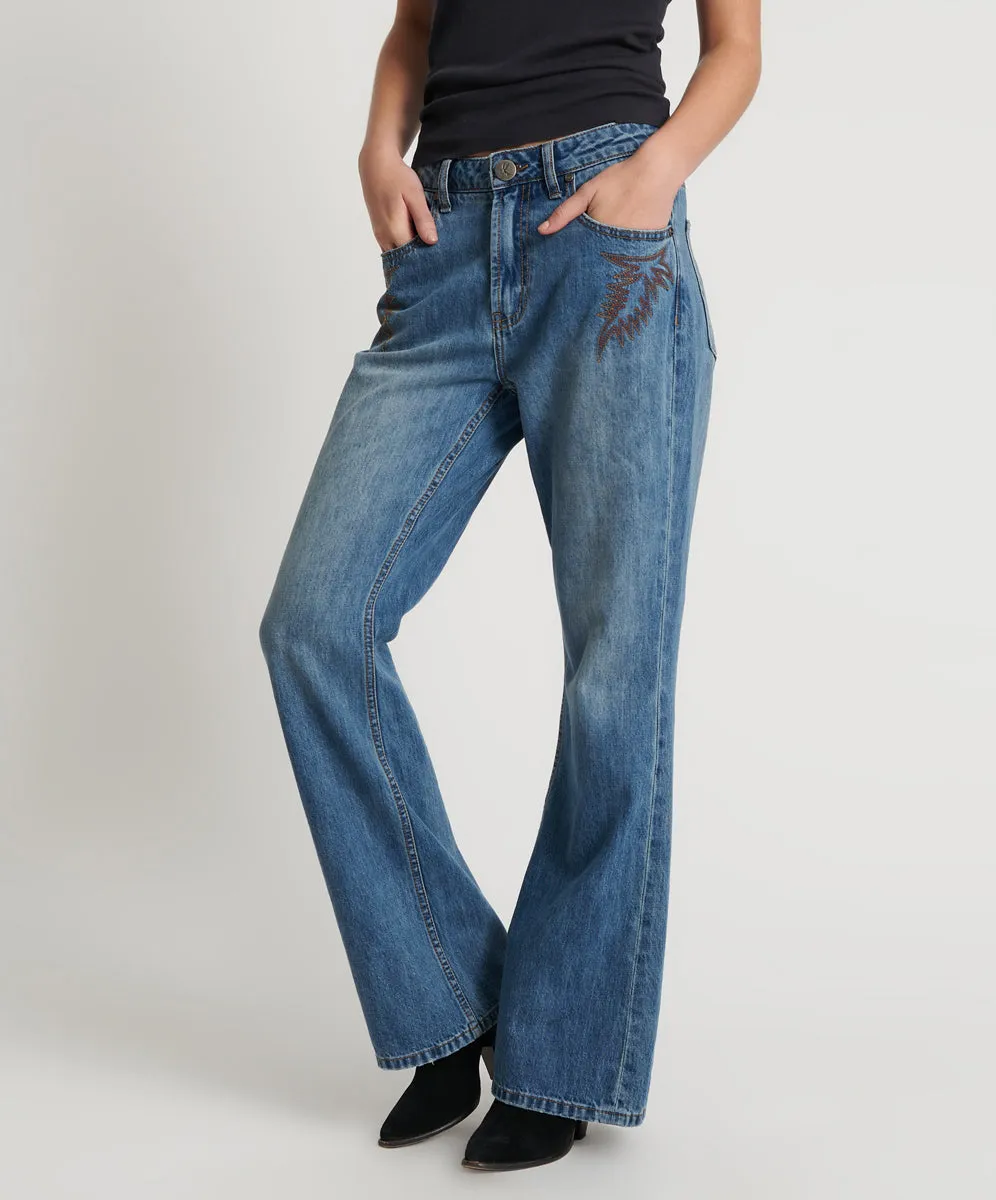 Charlie High Waist Slim Flared Denim Jeans - Westland Blue