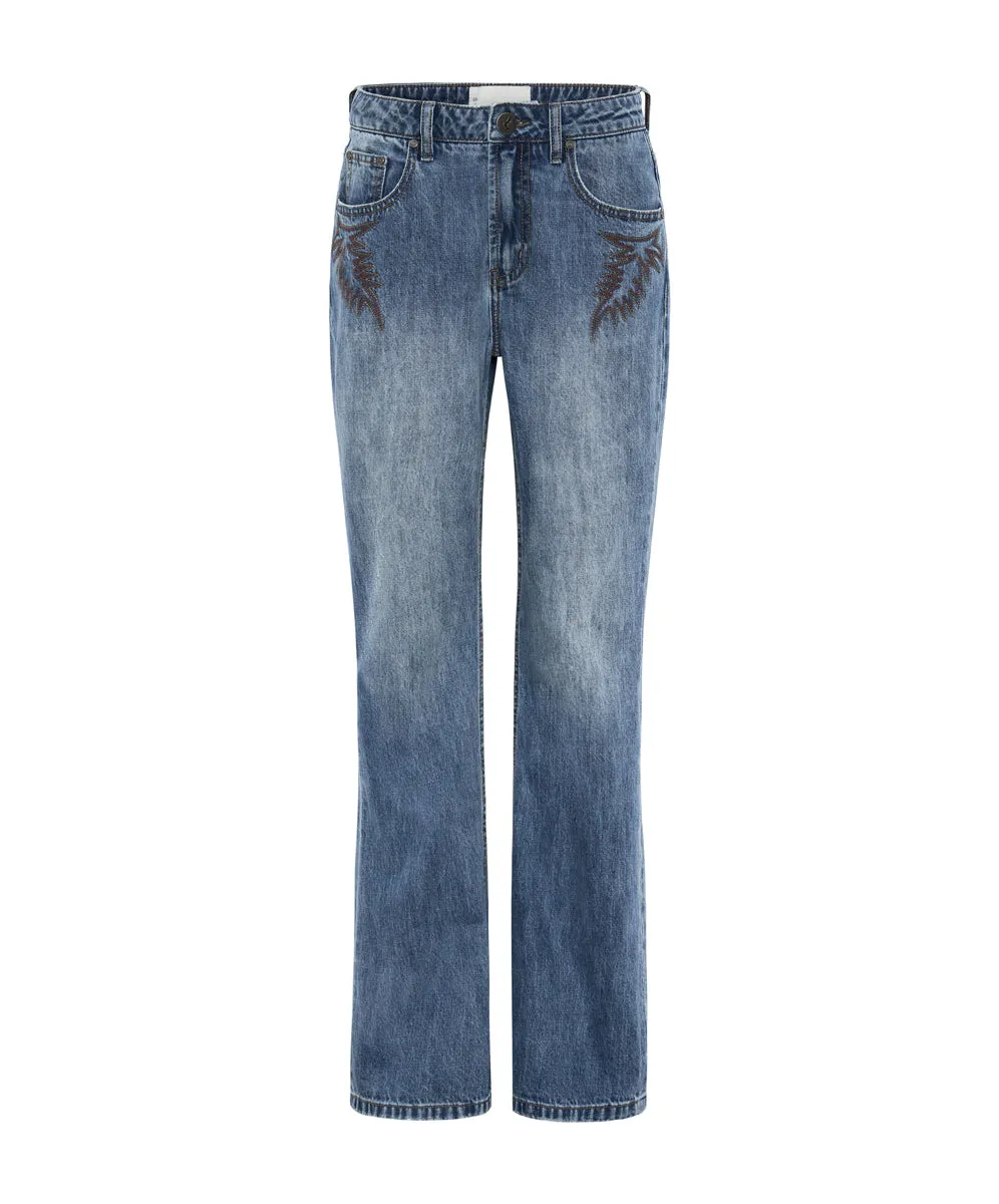Charlie High Waist Slim Flared Denim Jeans - Westland Blue