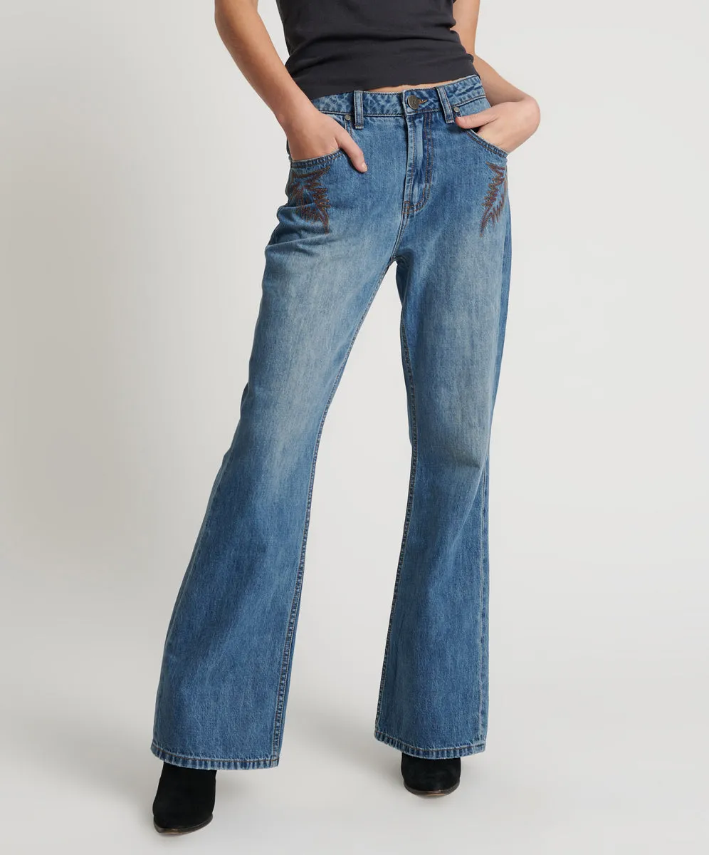 Charlie High Waist Slim Flared Denim Jeans - Westland Blue