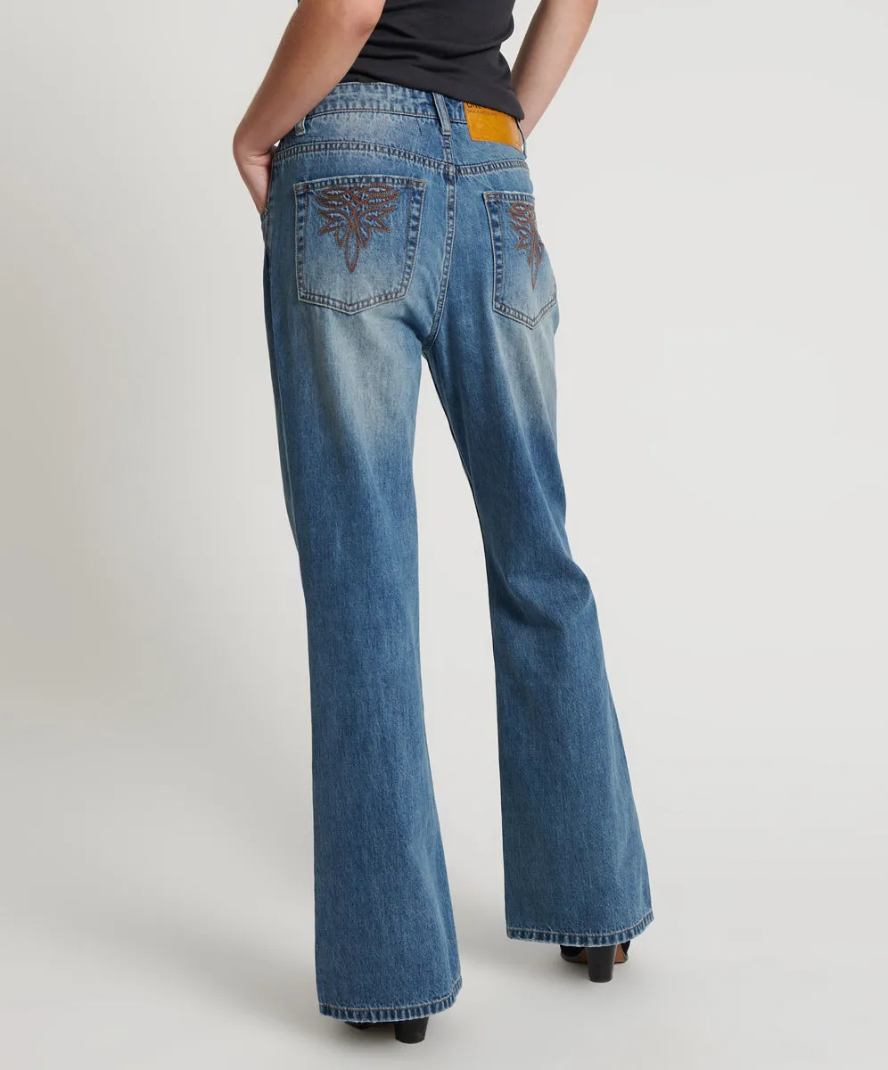 Charlie High Waist Slim Flared Denim Jeans - Westland Blue