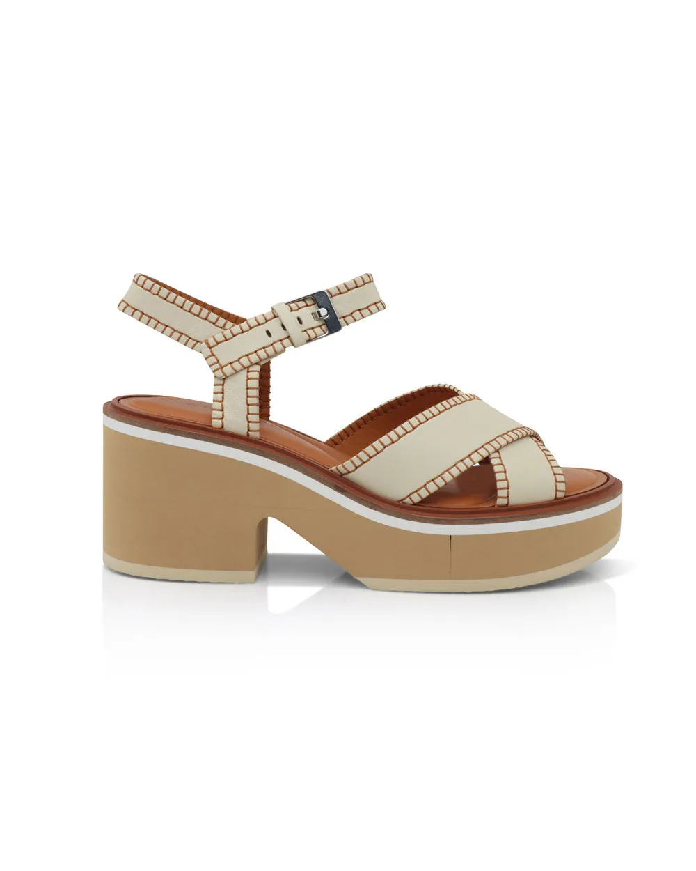 Charline Leather Platform Sandals in Raffia