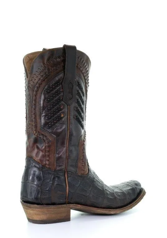Corral Men's A3635 Cowboy Boot Oil Brown Caiman 30% Off ON SALE LAST PAIR!