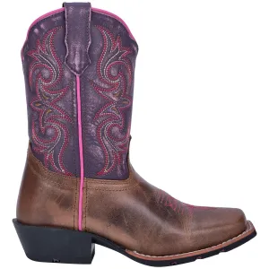 'Dan Post' Youth Majesty Leather Boot - Brown / Purple (3.5Y-6Y)