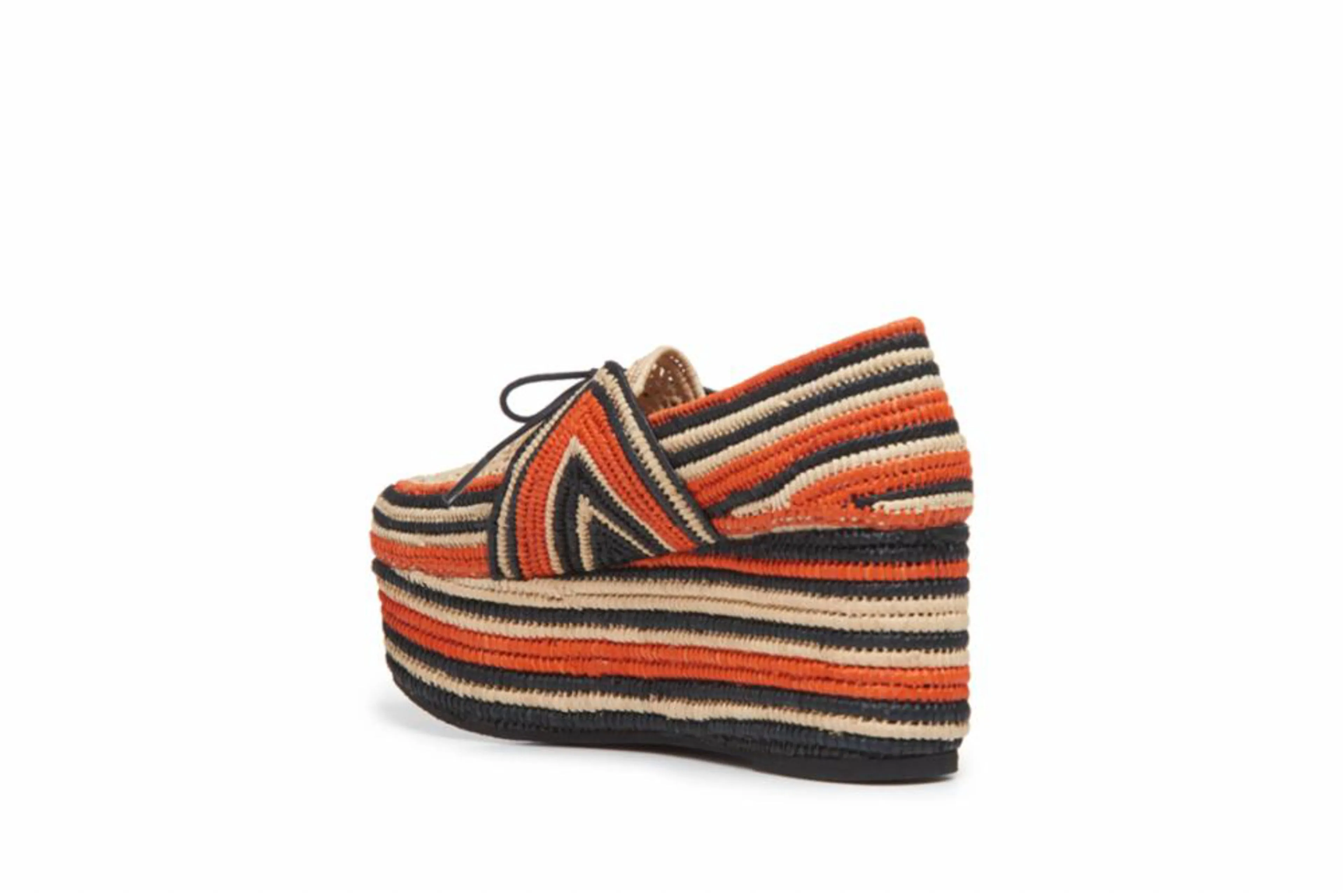 Diamond Platform Shoe in Red Clay Multi Raffia