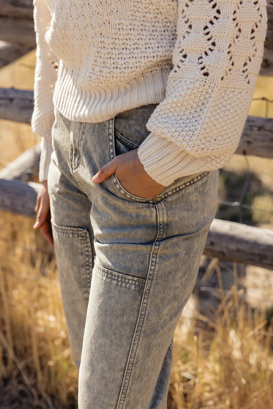 Dillon Mineral Washed Mid Rise Barrel Jeans