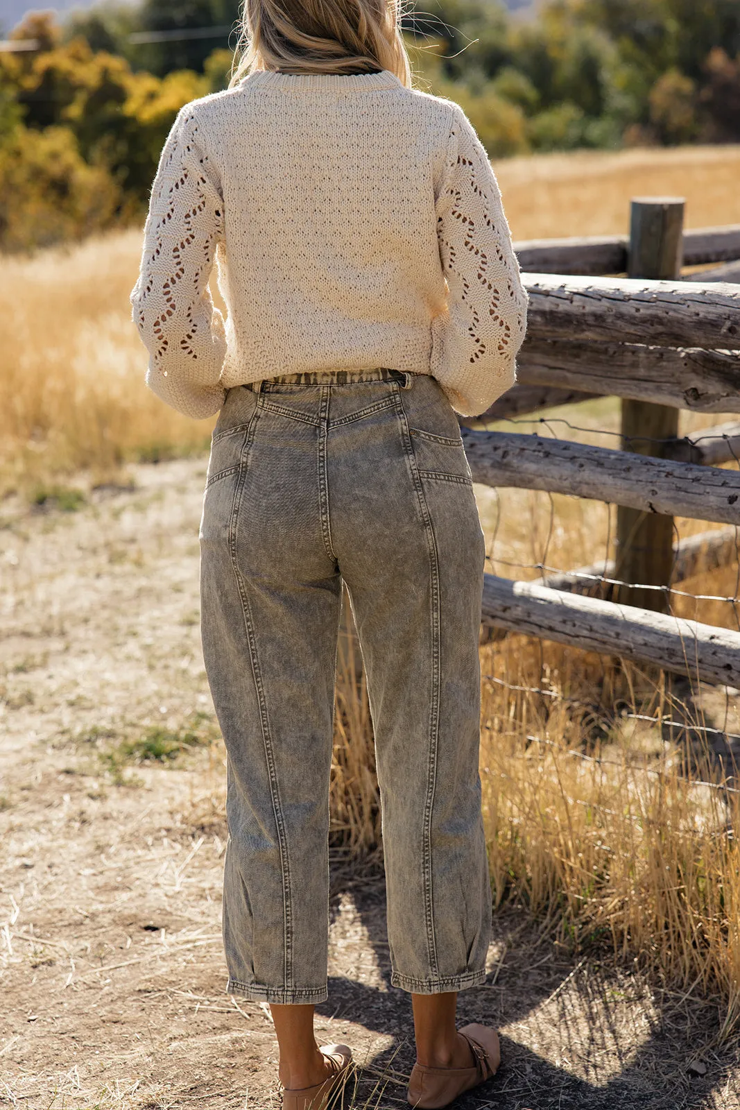 Dillon Mineral Washed Mid Rise Barrel Jeans