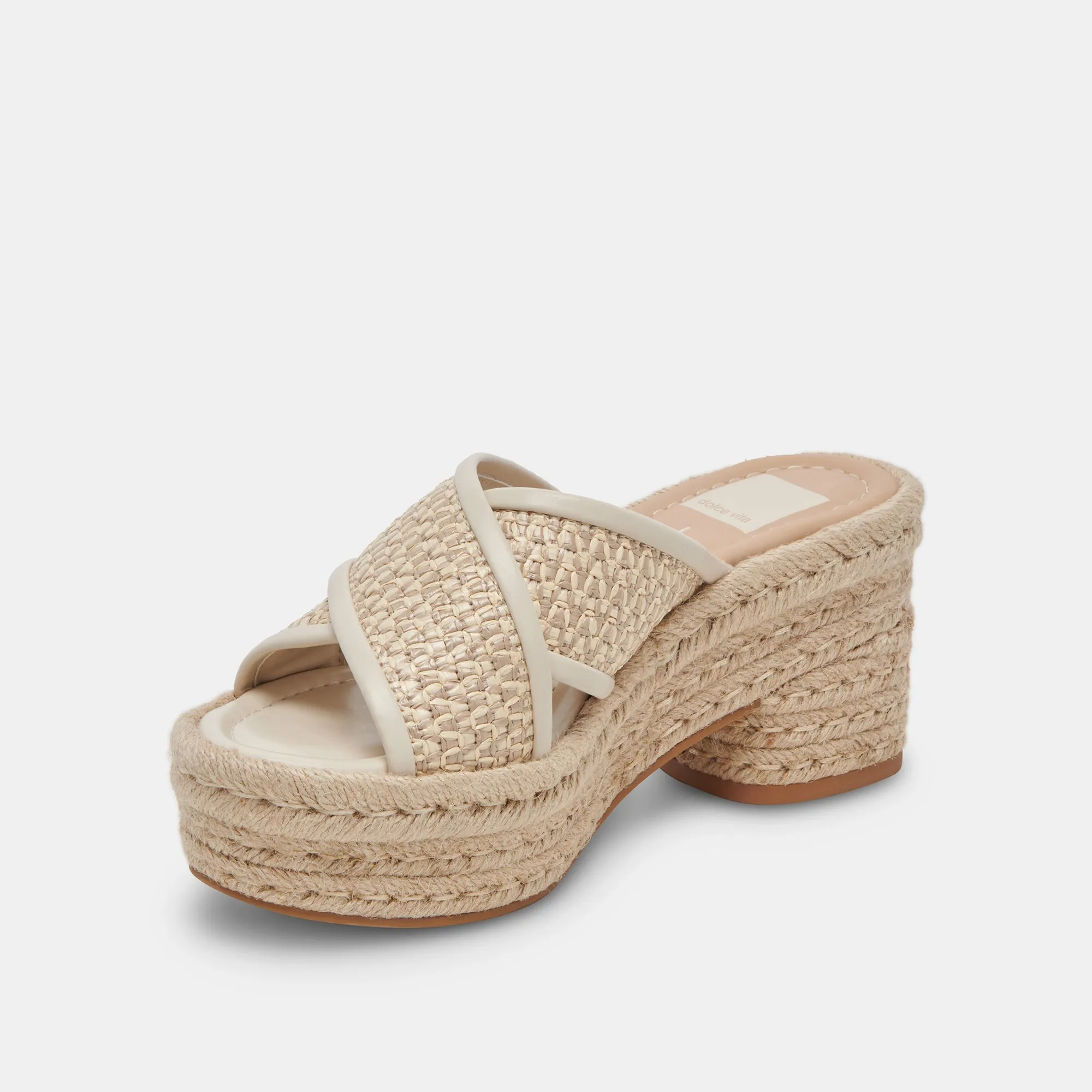 Dolce Vita Eldora Heels in Natural White Raffia