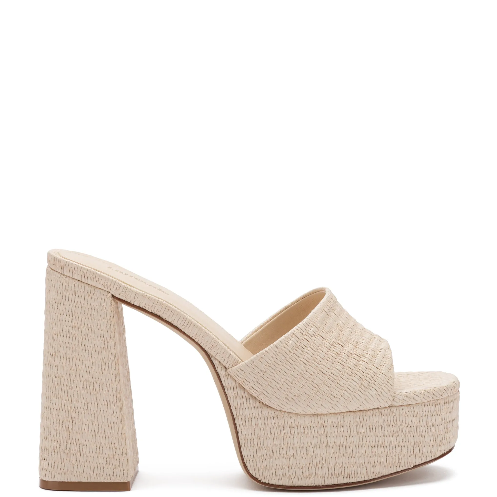 Dolly Mule In Natural Raffia by Larroudé