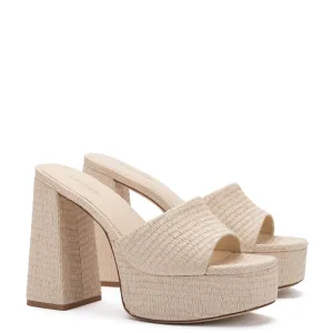 Dolly Mule In Natural Raffia by Larroudé