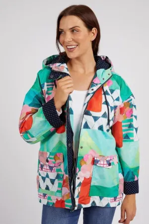 Elm Private Universe Raincoat All Over Green Print