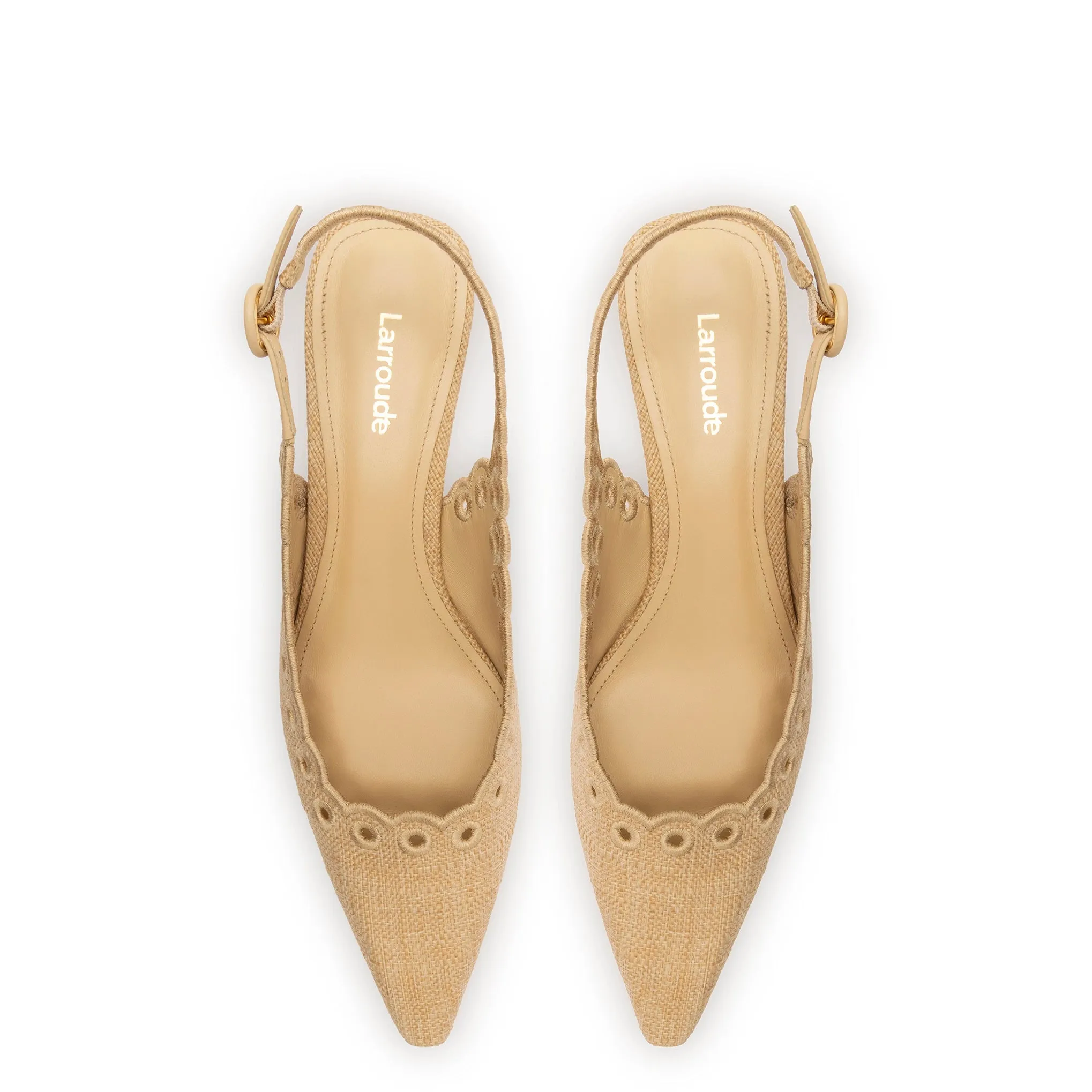 Florence Broderie Pump In Beige Raffia