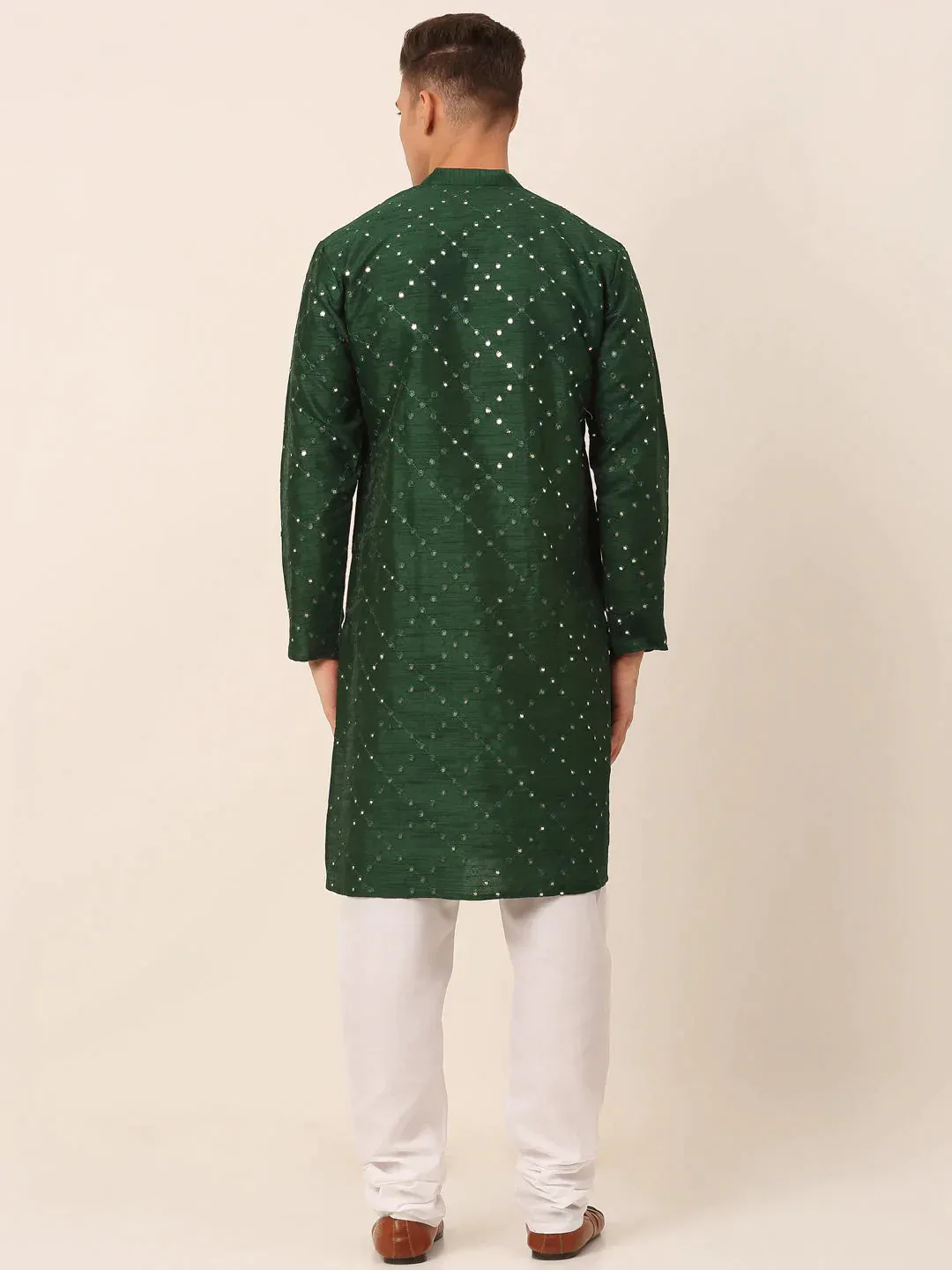 Green Mirror Work Kurta Pyjama