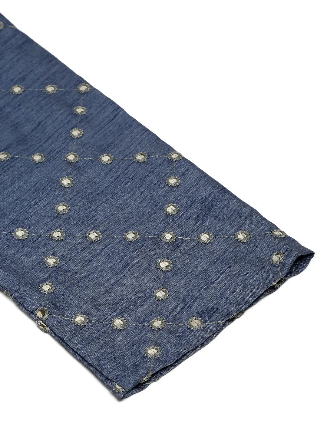 Grey Mirror Work Kurta Only