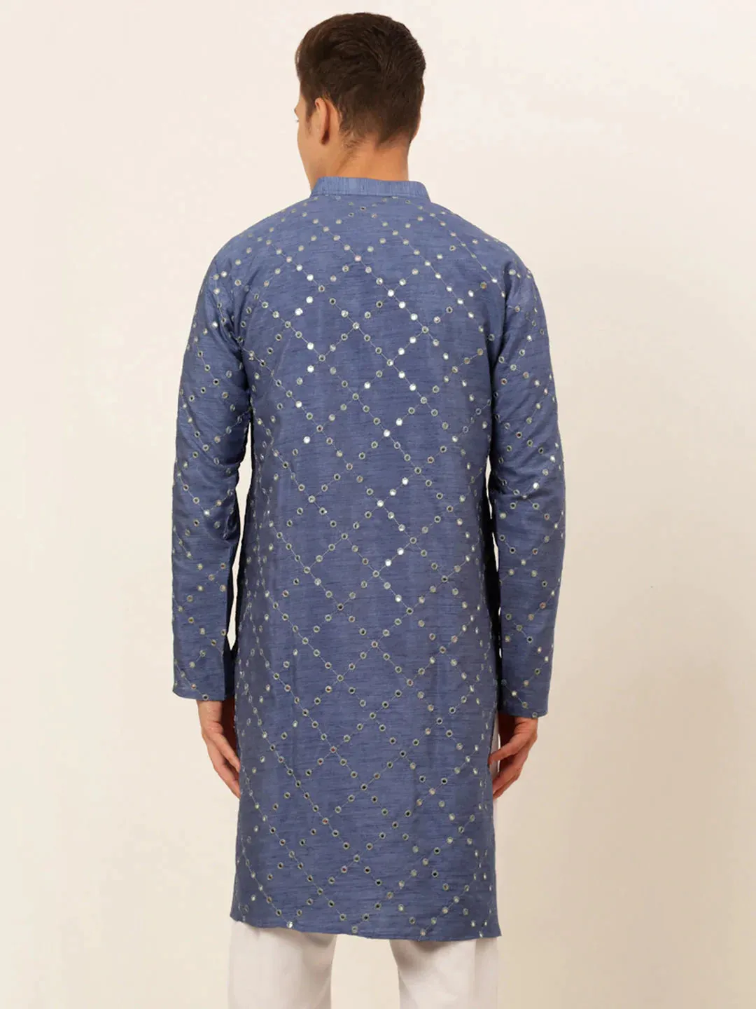 Grey Mirror Work Kurta Only