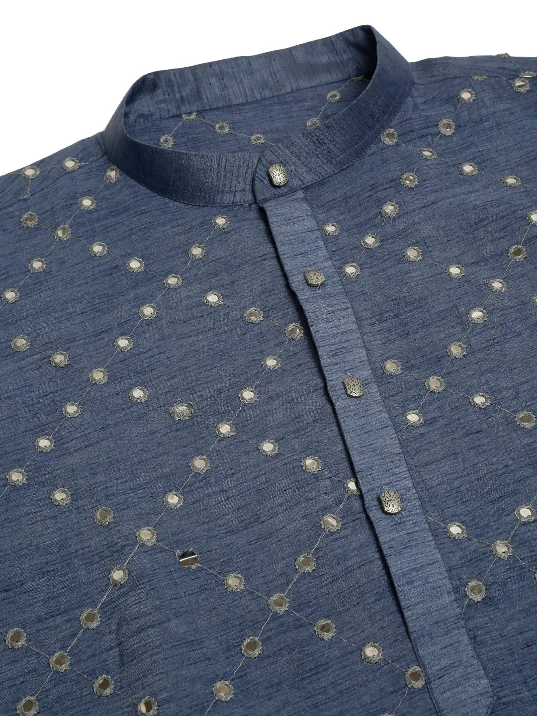 Grey Mirror Work Kurta Only