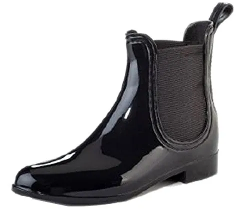 Henry Ferrera Women's Clarity Black Waterproof Pull On Ankle Rubber Rain Boots