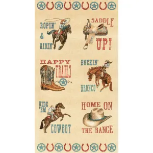 Home on the Range - Cowboy Western Burlap Panel
