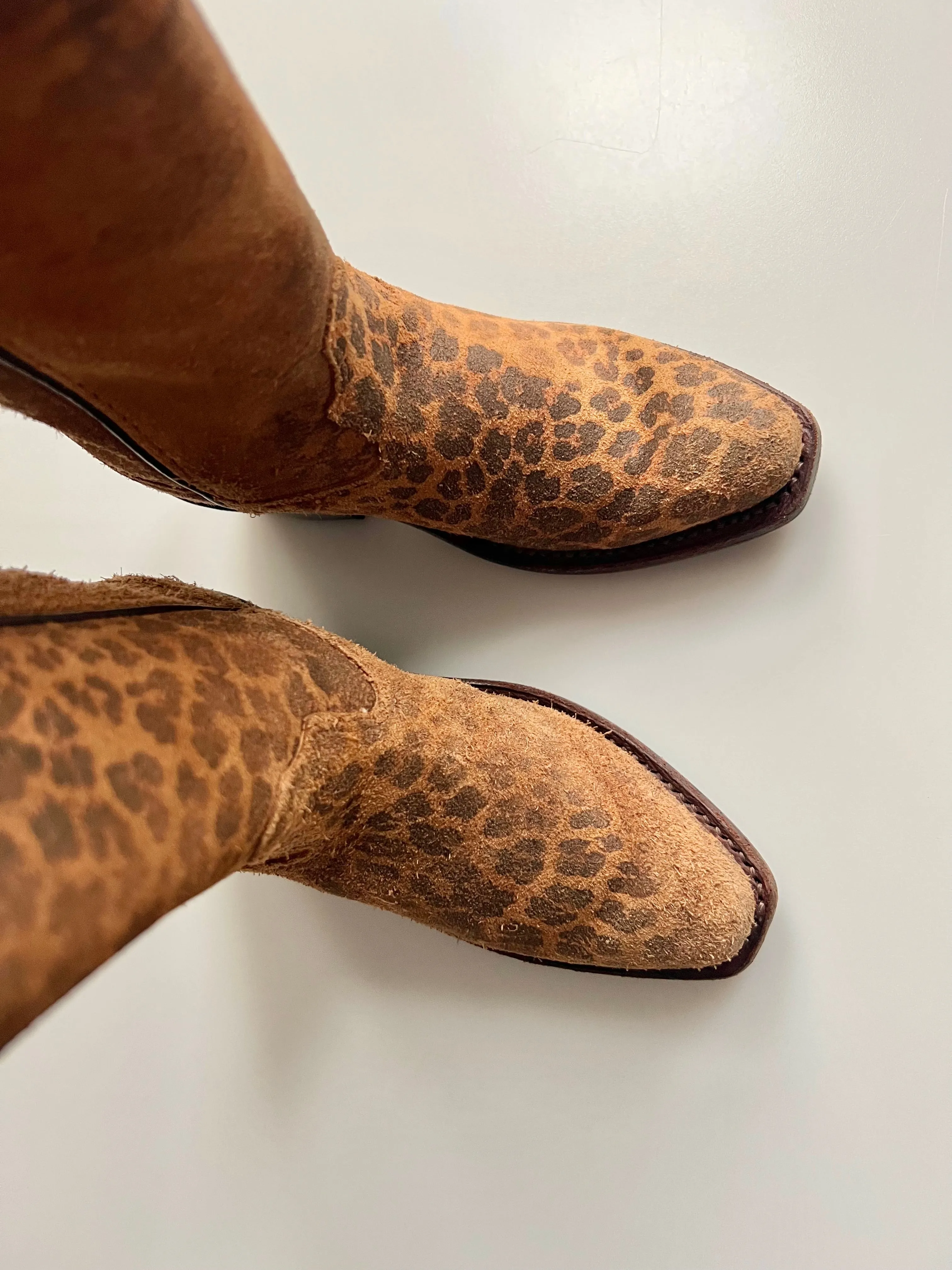 INSANELY GOOD Leopard Print Suede Cowgirl Boots UK Size 7