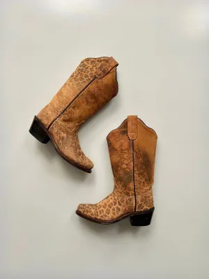 INSANELY GOOD Leopard Print Suede Cowgirl Boots UK Size 7
