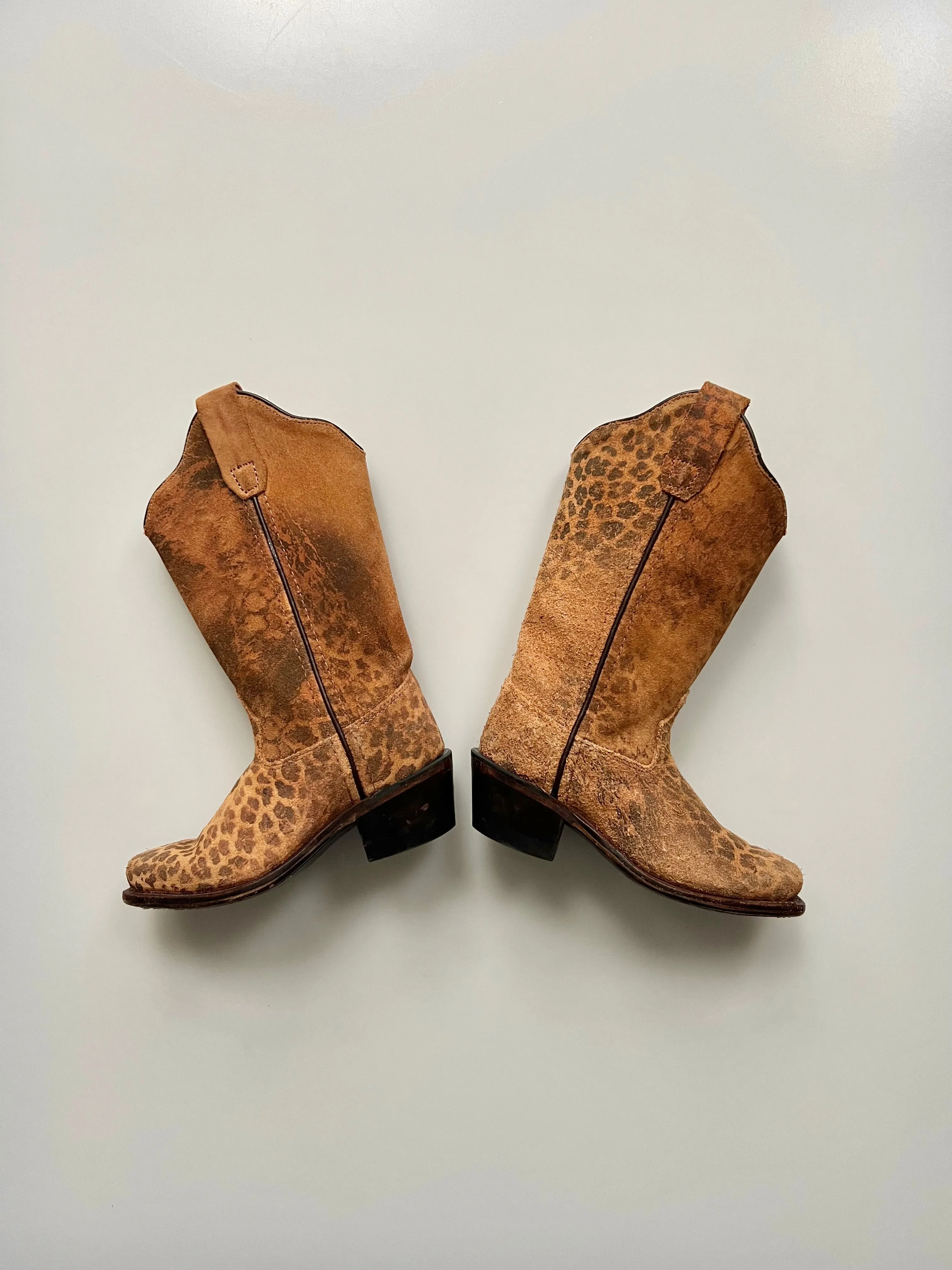 INSANELY GOOD Leopard Print Suede Cowgirl Boots UK Size 7