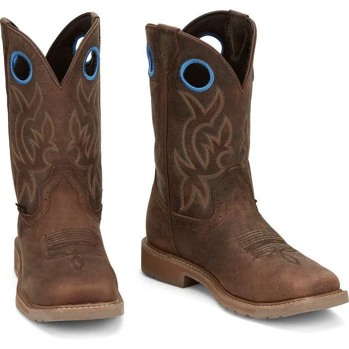 Justin Men's All Round 10" WP Steel Toe Western Work Boot -Brown- SE3115