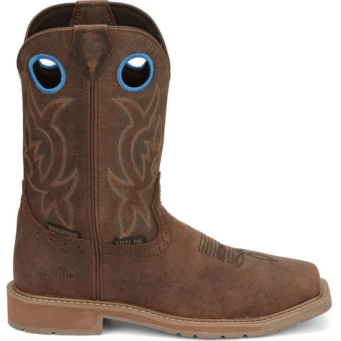 Justin Men's All Round 10" WP Steel Toe Western Work Boot -Brown- SE3115