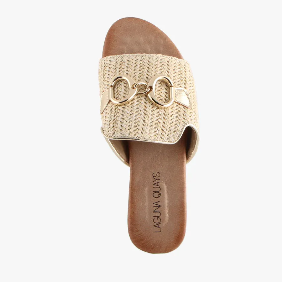 Kandy Shoes Beige/Gold Raffia